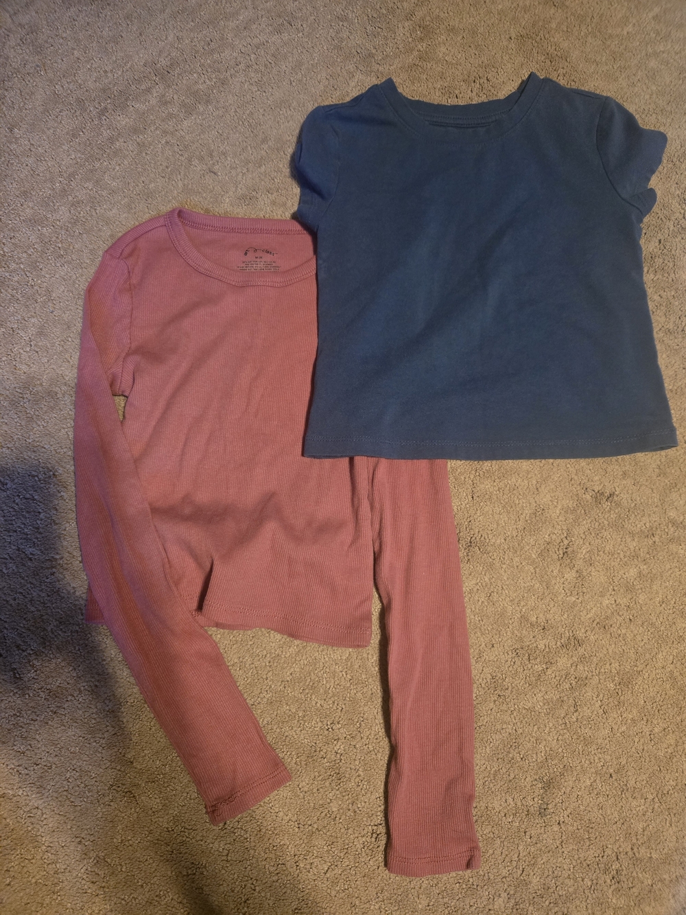 art class Blue Short Sleeve Tee with Mauve Long Sleeve Top